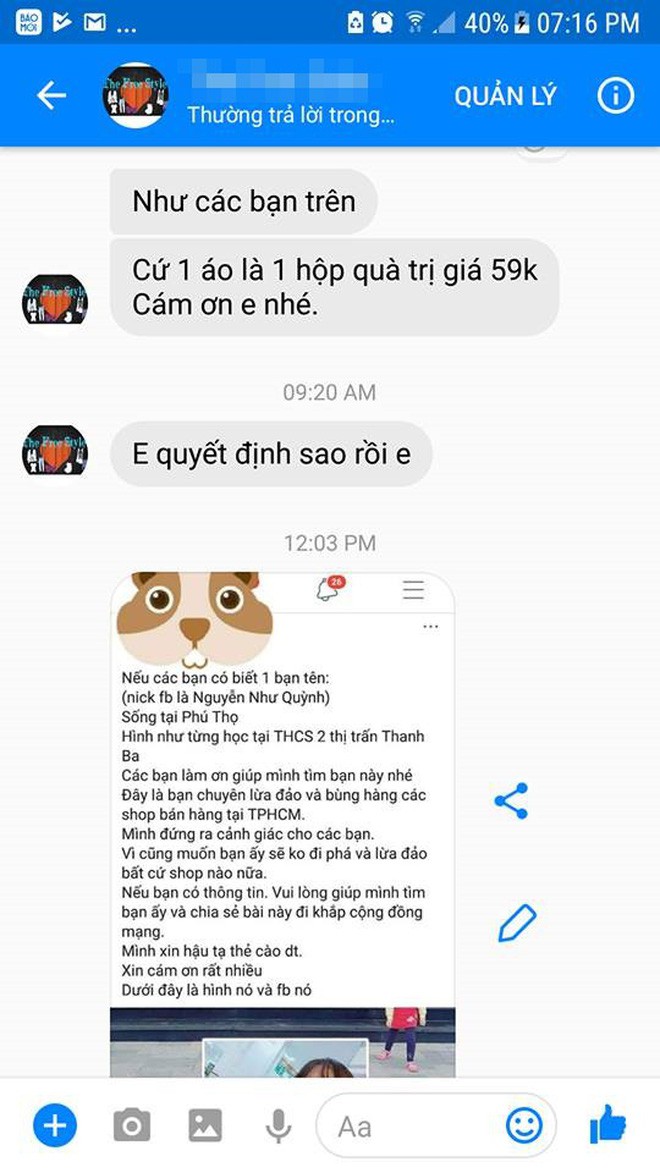 Cô gái căng thẳng không dám đi học vì mới inbox hỏi tư vấn mua áo đã bị chủ shop lên mạng tố chuyên lừa đảo và bùng hàng
